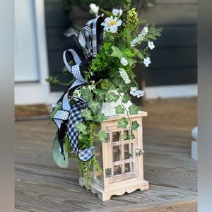 Rustic Lantern with Greenery Decor